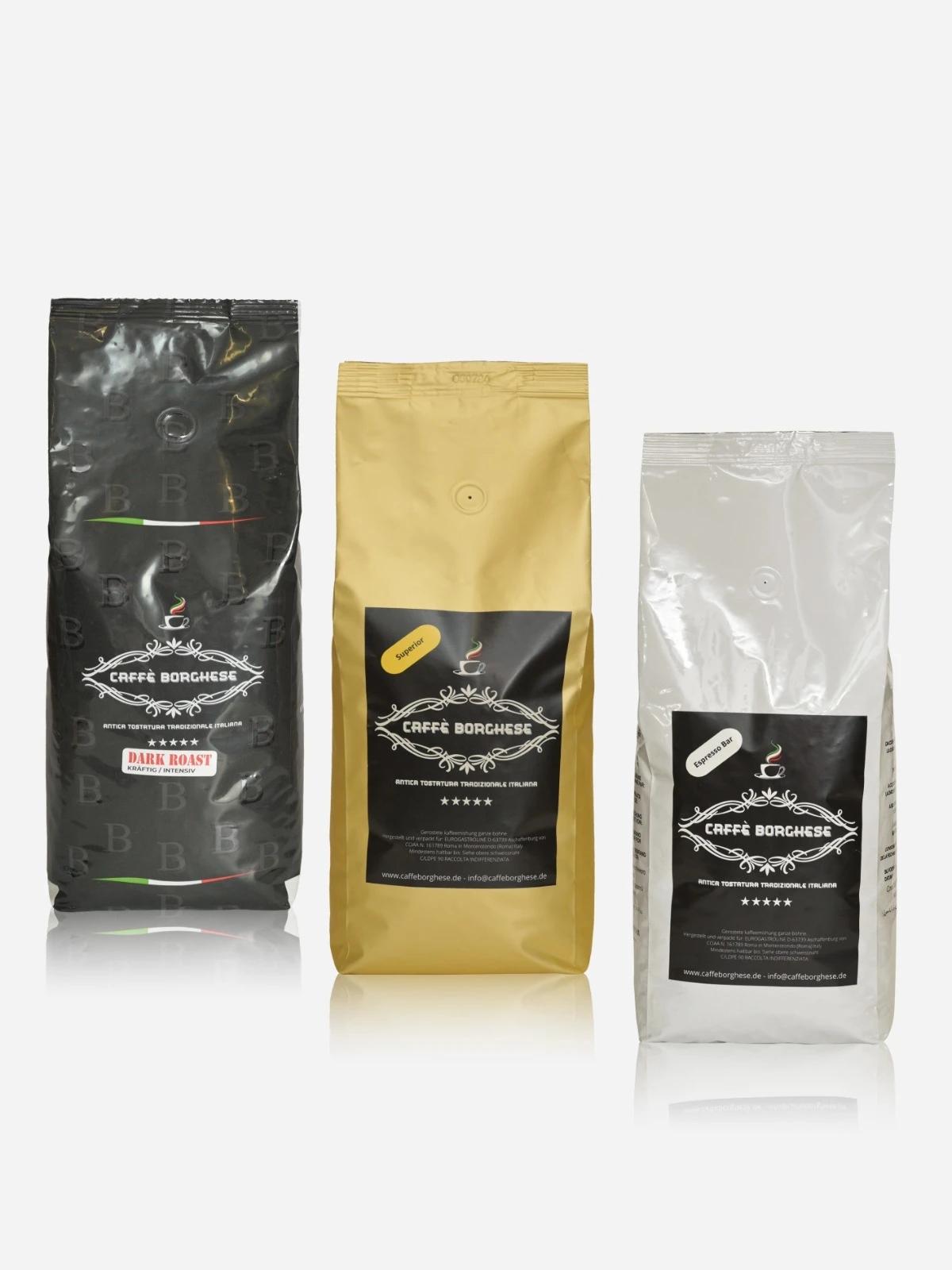 Caffè Borghese Bundle - Verschiedene Sorten in Bohnen 1000 Gramm jeweils